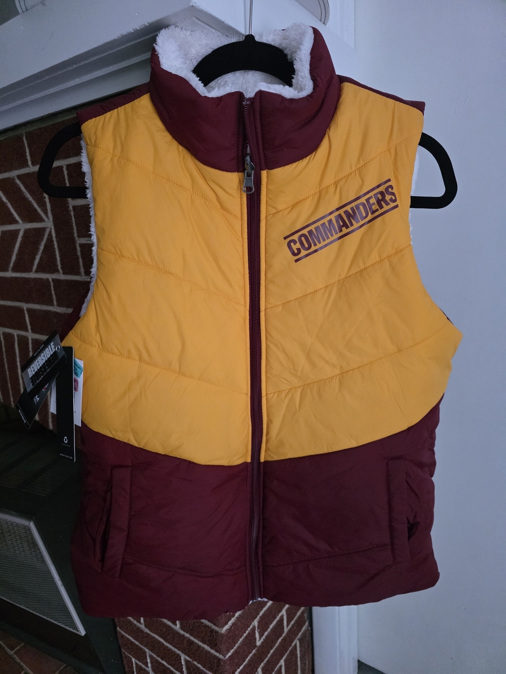 NFL Commanders Maroon & Gold Quilted Sherpa-Lined Vest